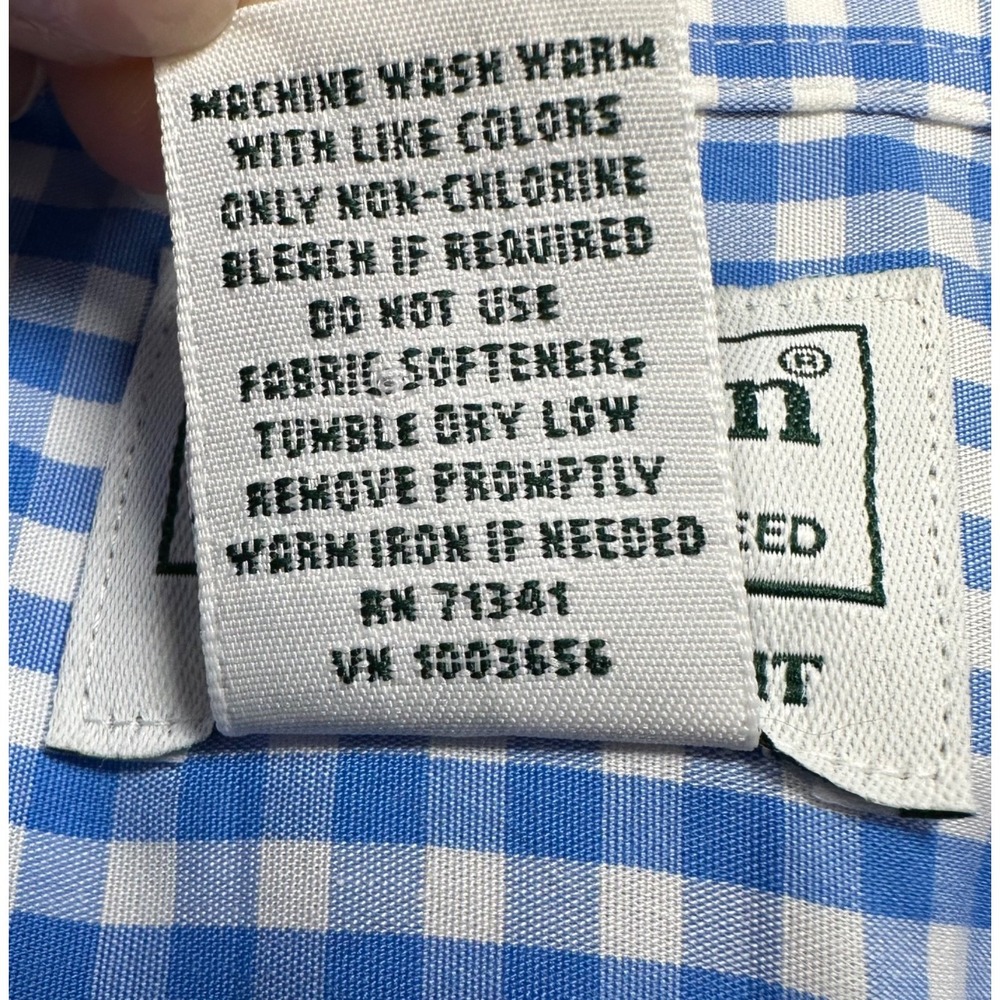 L.L. BEAN Men's L TALL Traditional Blue Gingham Short Sleeve Button Down Shirt - Picture 7 of 11